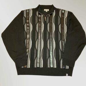 Stacy Adams 4X Textured Quarter Zip Sweater Faux Leather Trim